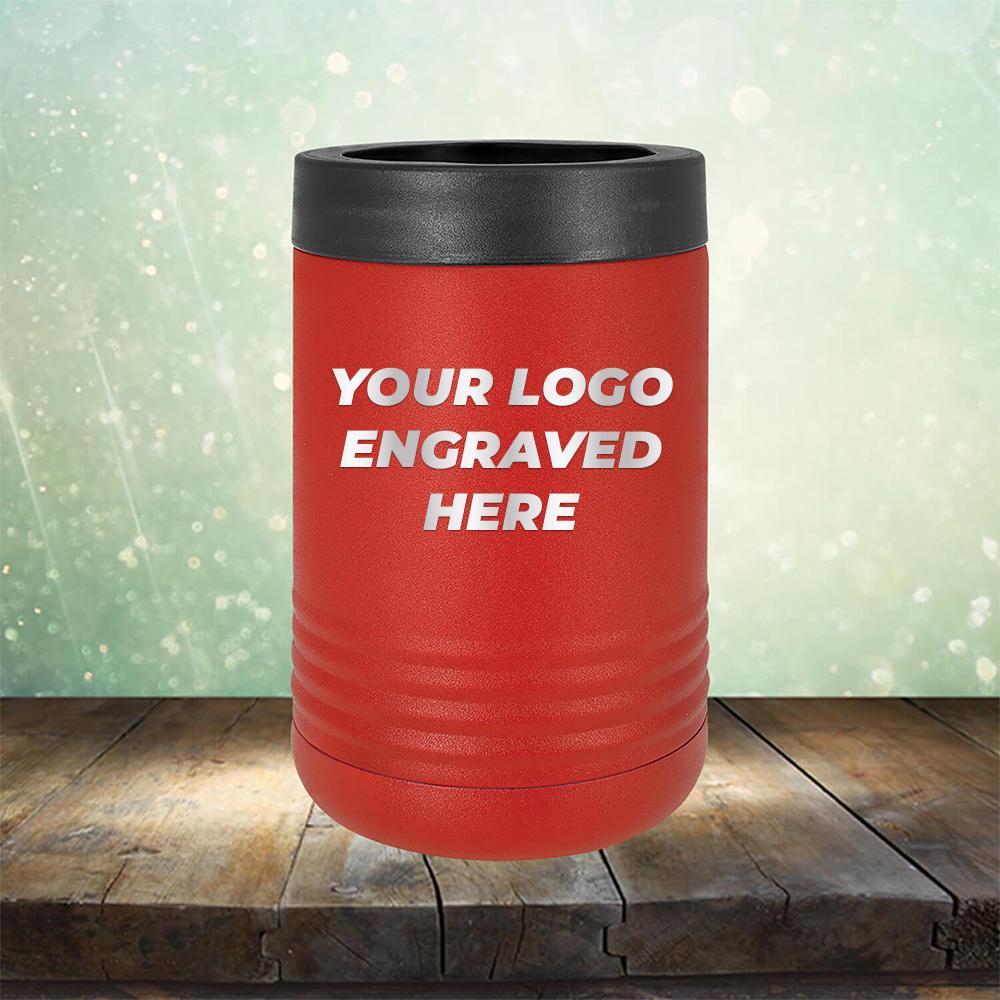 Custom can holder with business logo laser engraved branded koozie red