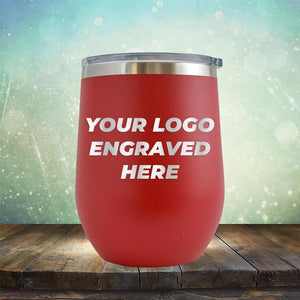 Custom wine cup with business logo laser engraved branded 12 oz cup with lid red