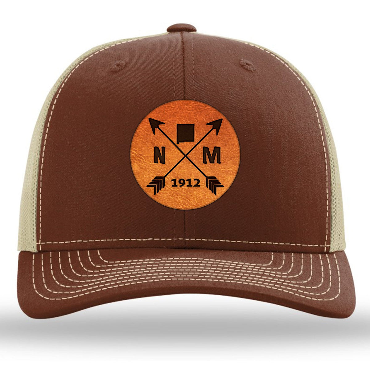 New Mexico State Arrows - Leather Patch Trucker Hat