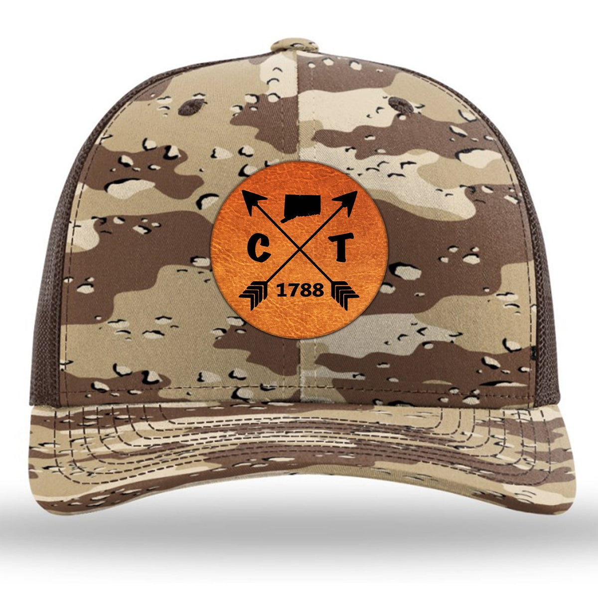 Connecticut State Arrows - Leather Patch Trucker Hat