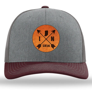 Indiana State Arrows - Leather Patch Trucker Hat