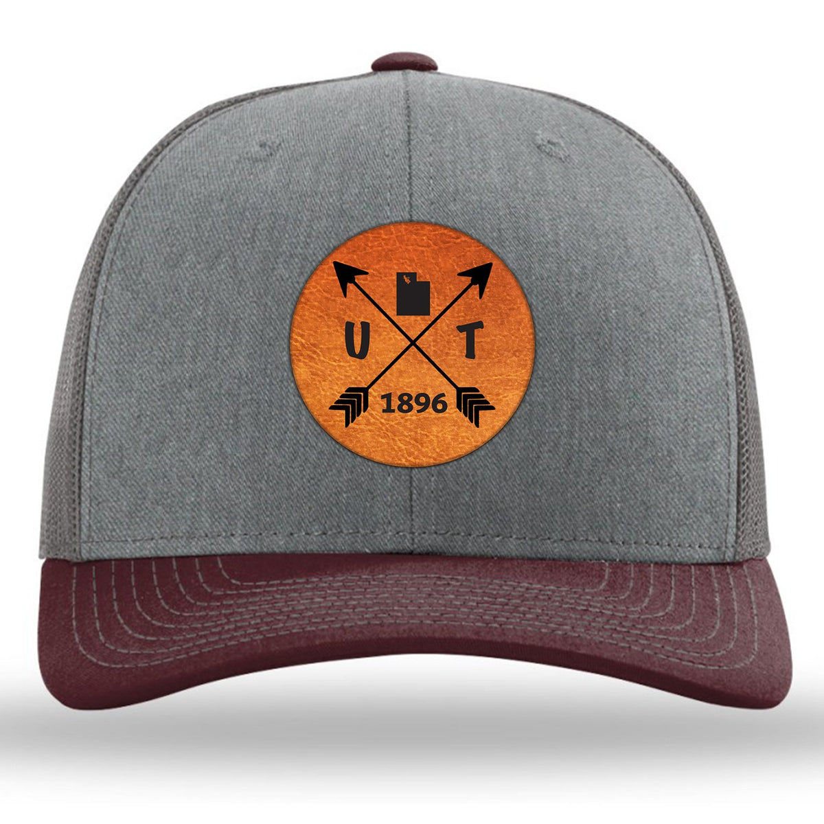 Utah State Arrows - Leather Patch Trucker Hat