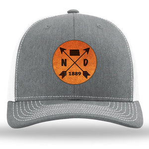 North Dakota State Arrows - Leather Patch Trucker Hat