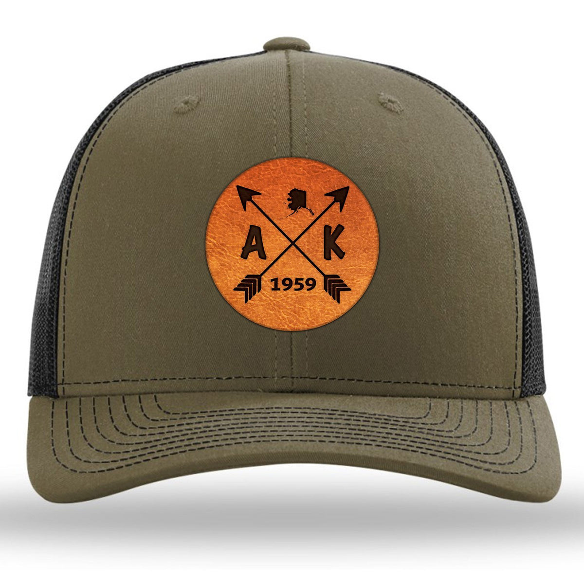 Alaska State Arrows - Leather Patch Trucker Hat