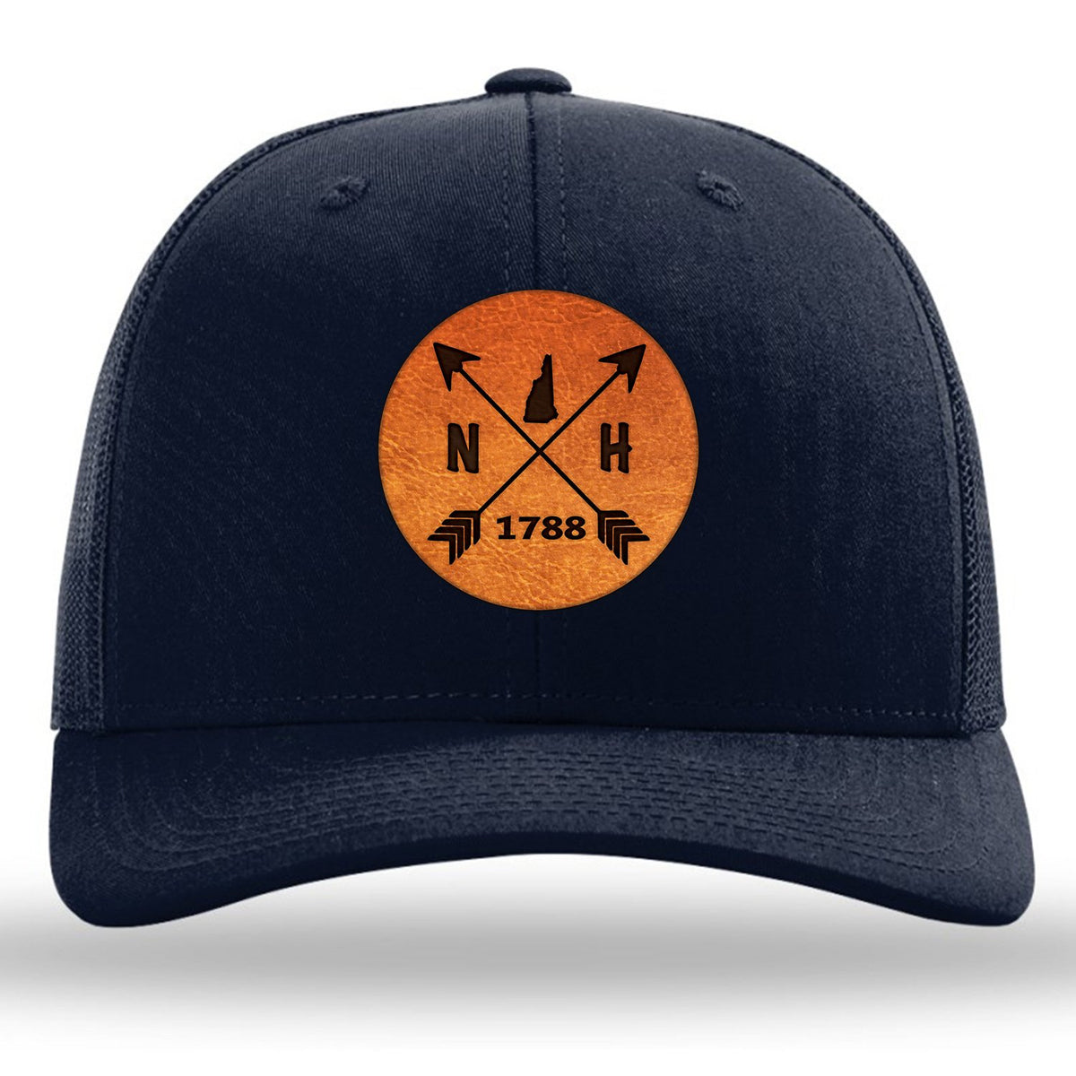 New Hampshire State Arrows - Leather Patch Trucker Hat
