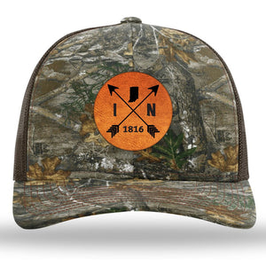 Indiana State Arrows - Leather Patch Trucker Hat