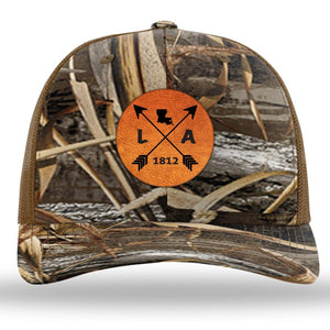 Louisiana State Arrows - Leather Patch Trucker Hat