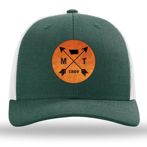 Montana State Arrows - Leather Patch Trucker Hat
