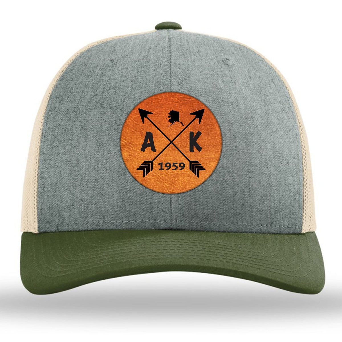 Alaska State Arrows - Leather Patch Trucker Hat