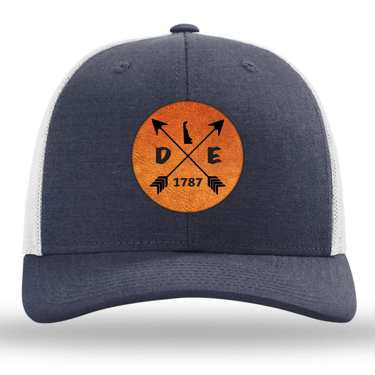 Delaware State Arrows - Leather Patch Trucker Hat