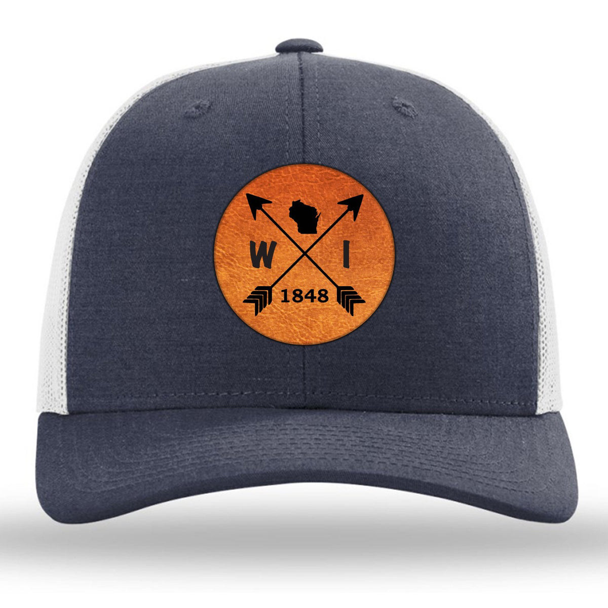 Wisconsin State Arrows - Leather Patch Trucker Hat