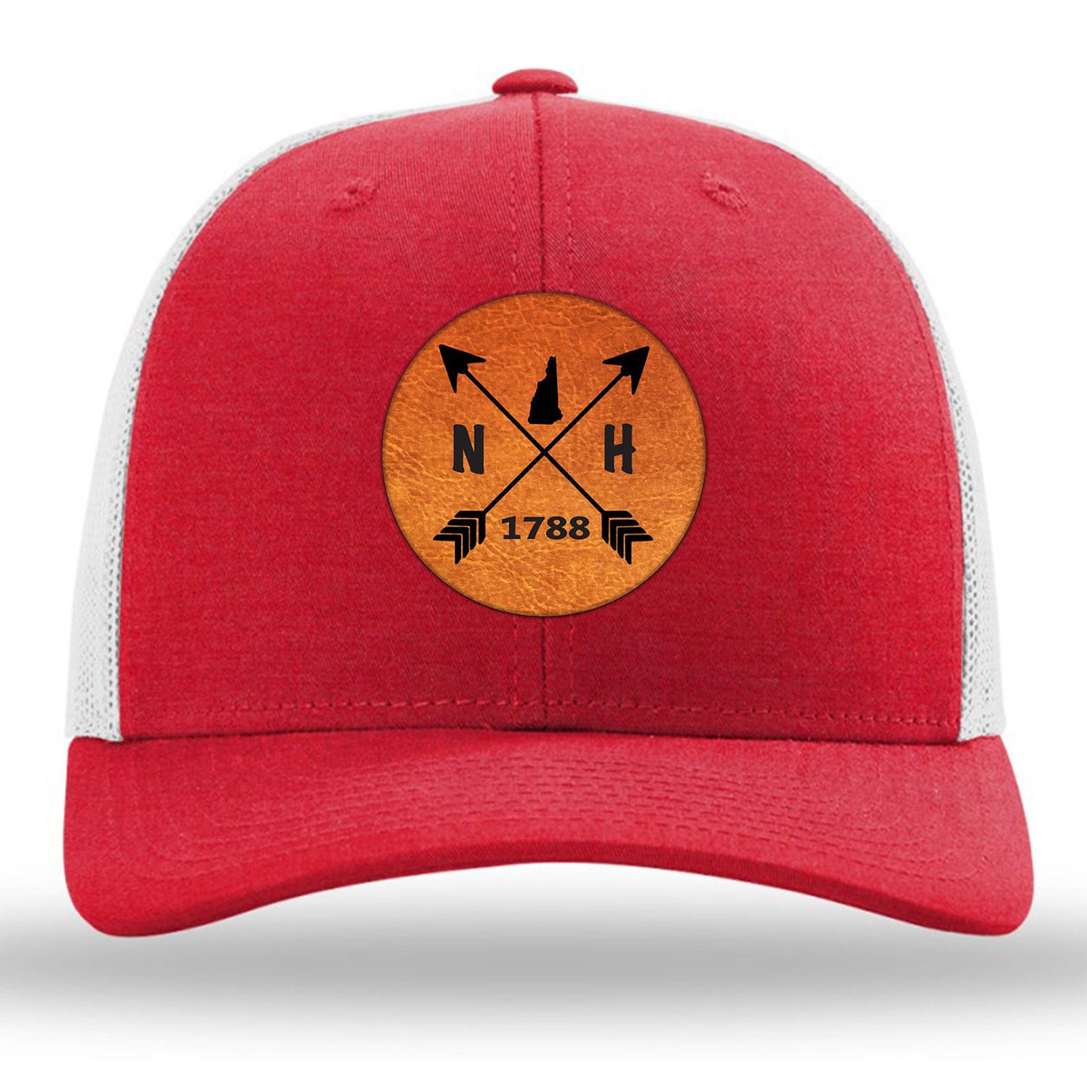 New Hampshire State Arrows - Leather Patch Trucker Hat