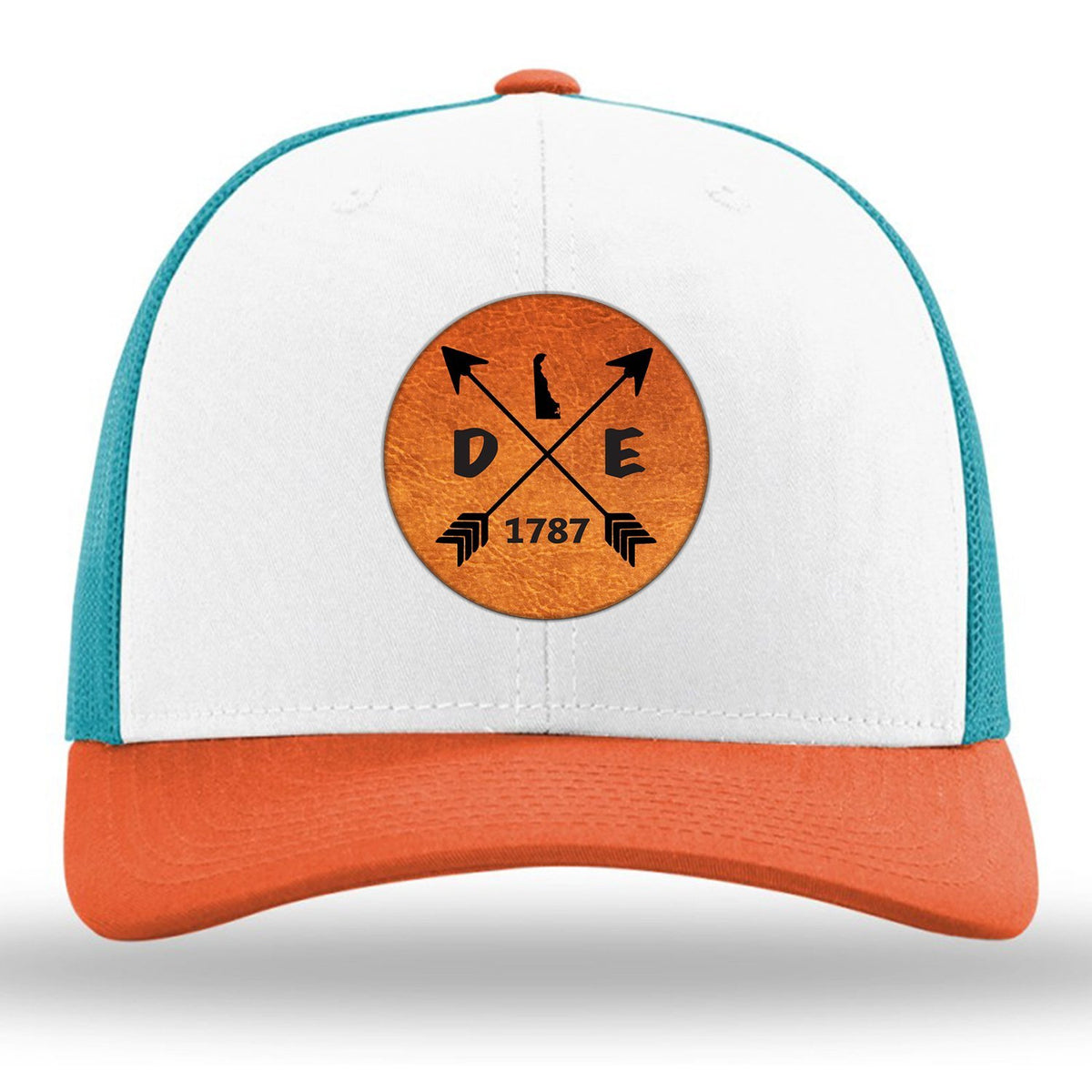Delaware State Arrows - Leather Patch Trucker Hat