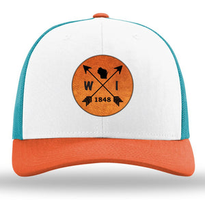 Wisconsin State Arrows - Leather Patch Trucker Hat